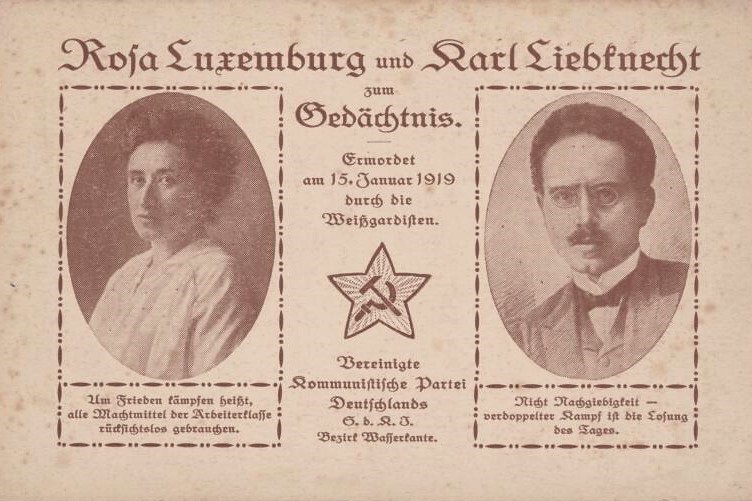 Gedenkpostkarte zur Ermordung