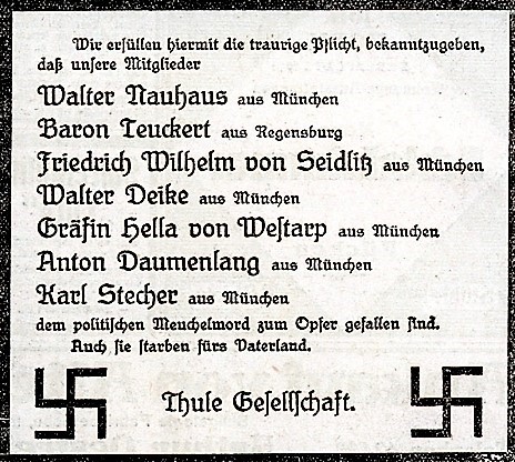 Todesanzeige aus der Bayerische Staatszeitung