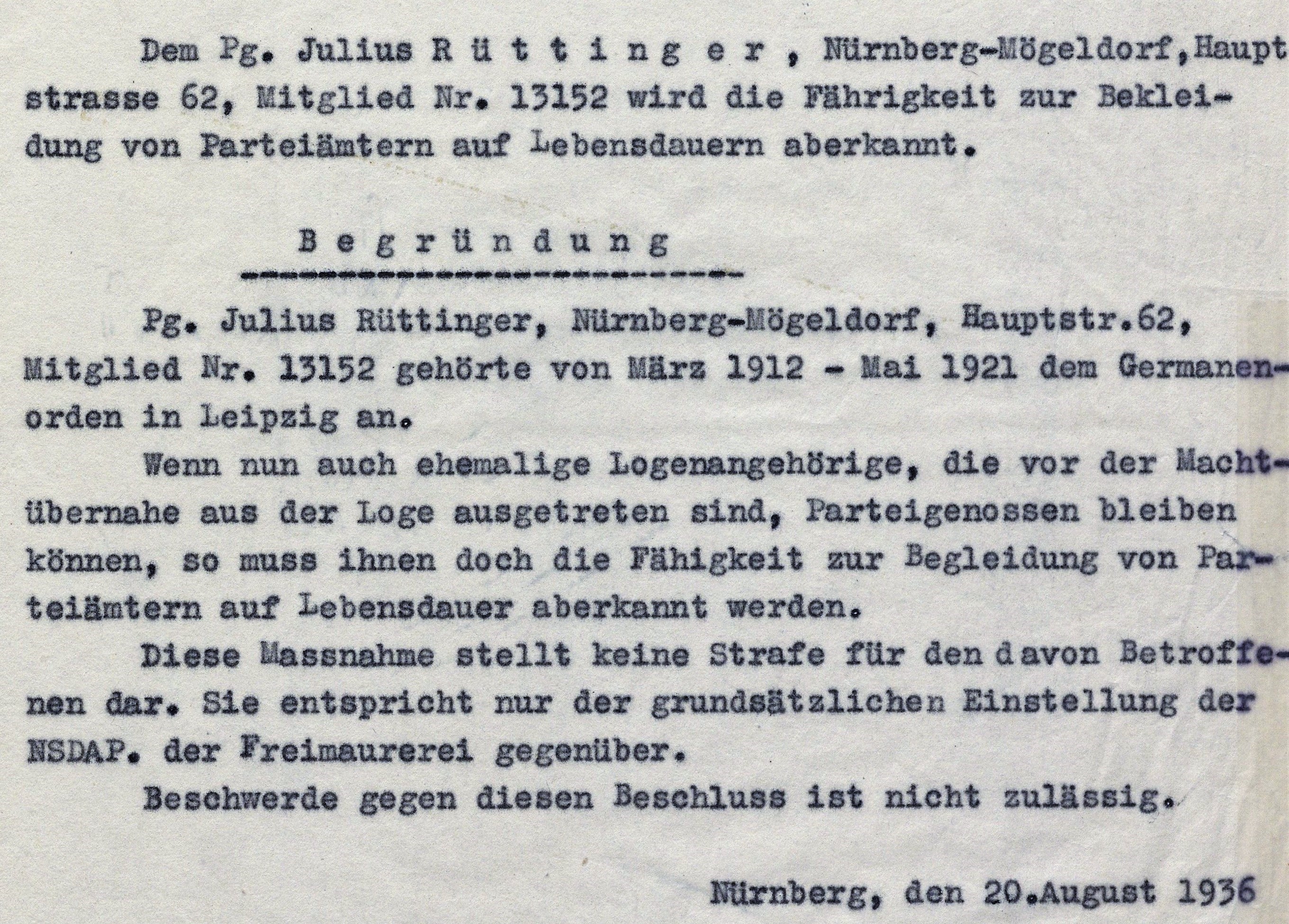 Partei&auml;mter auf Lebenszeit aberkannt