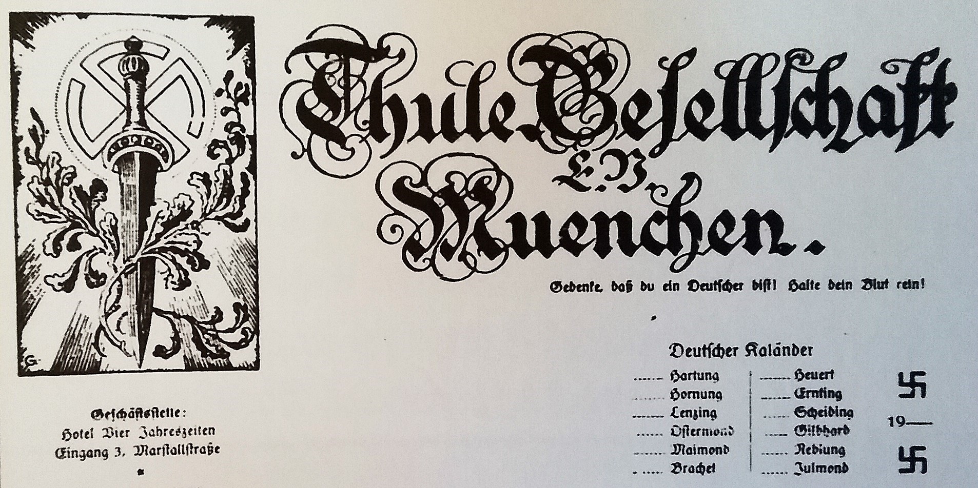Briefkopf der M&uuml;nchener Thule-Gesellschaft von 1918