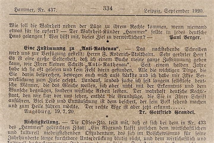 Ausschnitt aus Zeitschrift Hammer