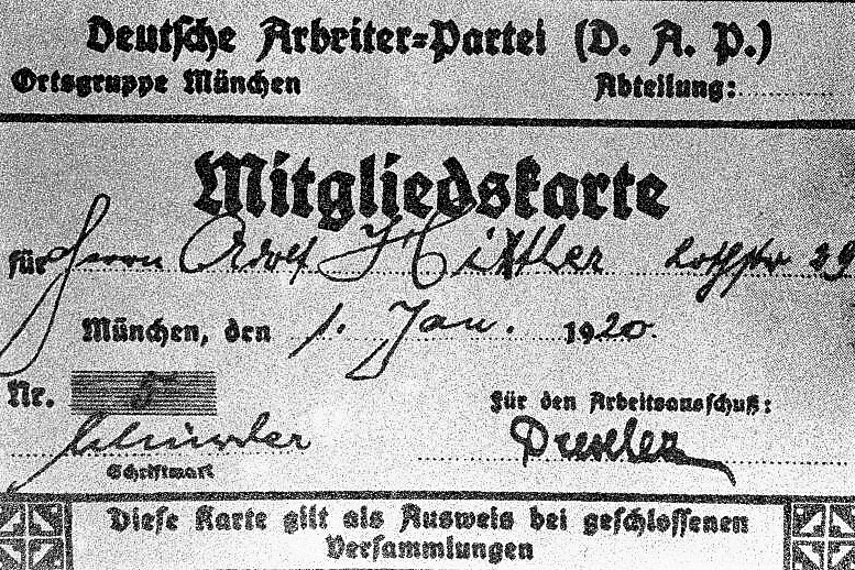 DAP-Mitgliedskarte 1920