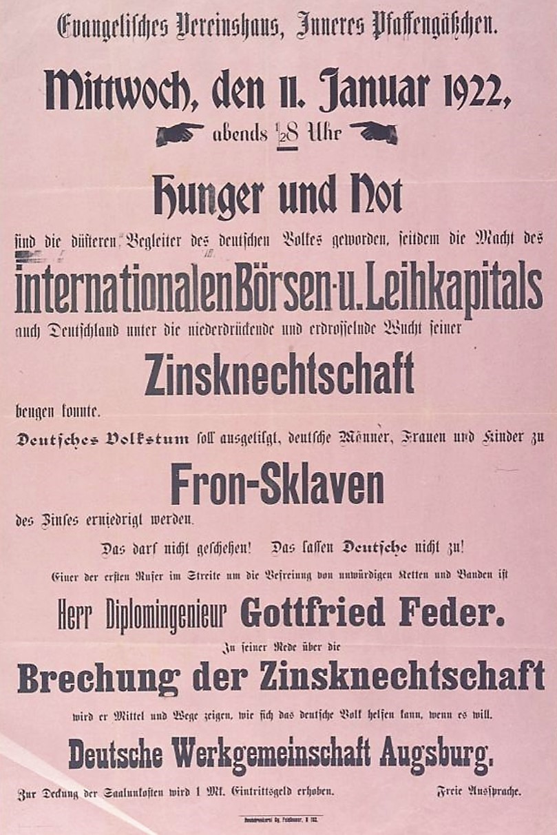 Gottfried Feder in Augsburg