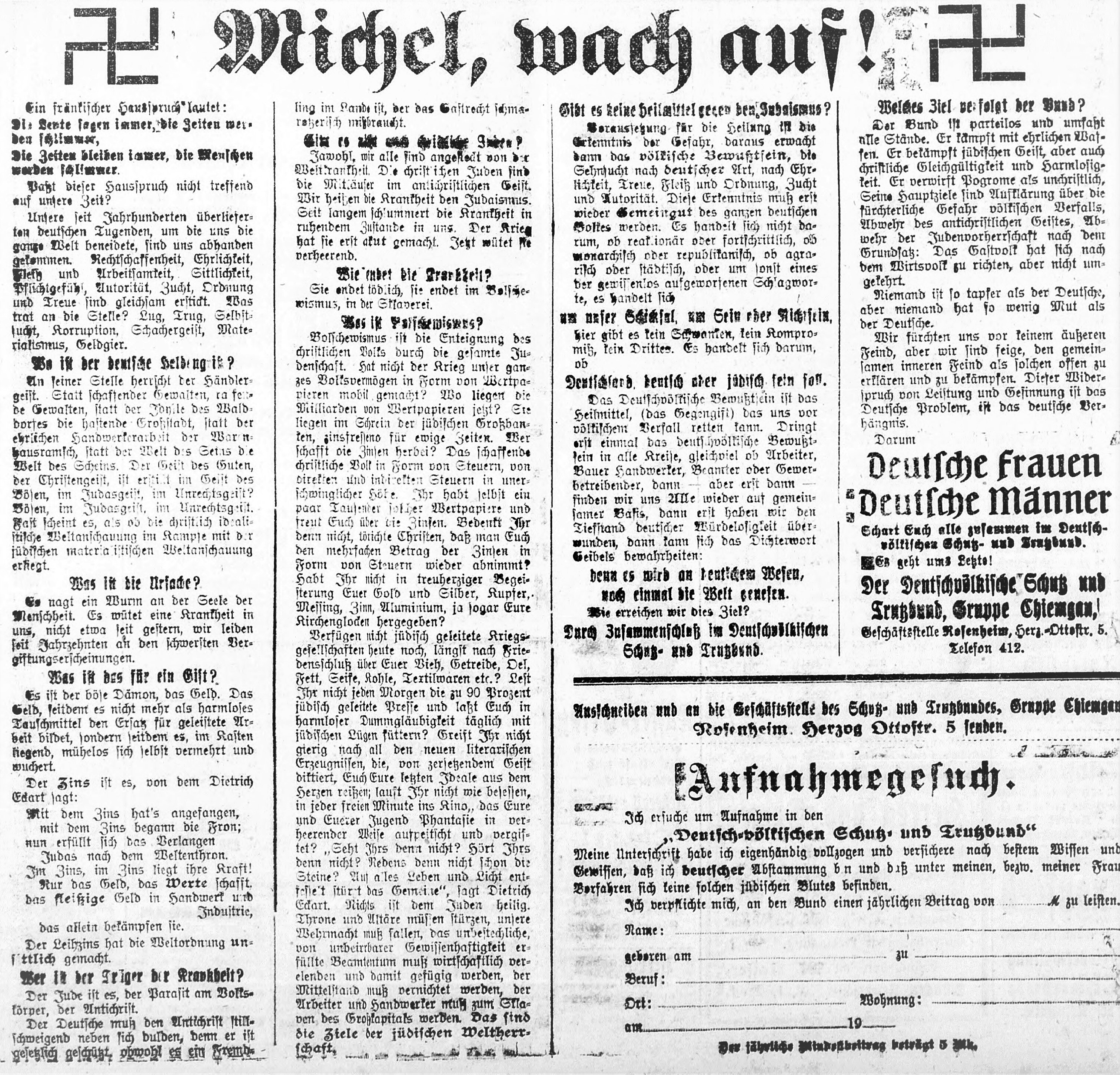 Werbeanzeige f&uuml;r den Deutschv&ouml;lkischen Schutz- und Trutzbund